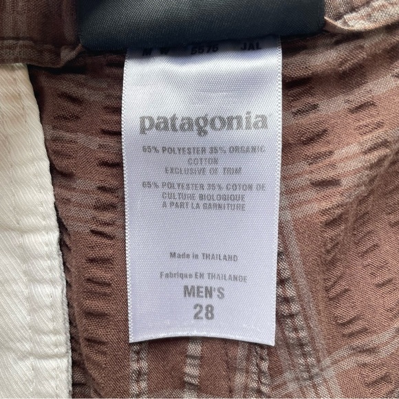 Patagonia Men’s Textured Plaid Lightweight Casual Shorts Size 28 Brown 10” - Picture 13 of 15